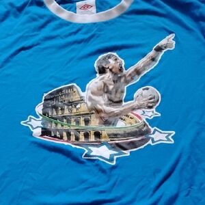 Men's Blue Vintage XL Umbro Pele Soccer 90s Ringer Shirt Sports Football England